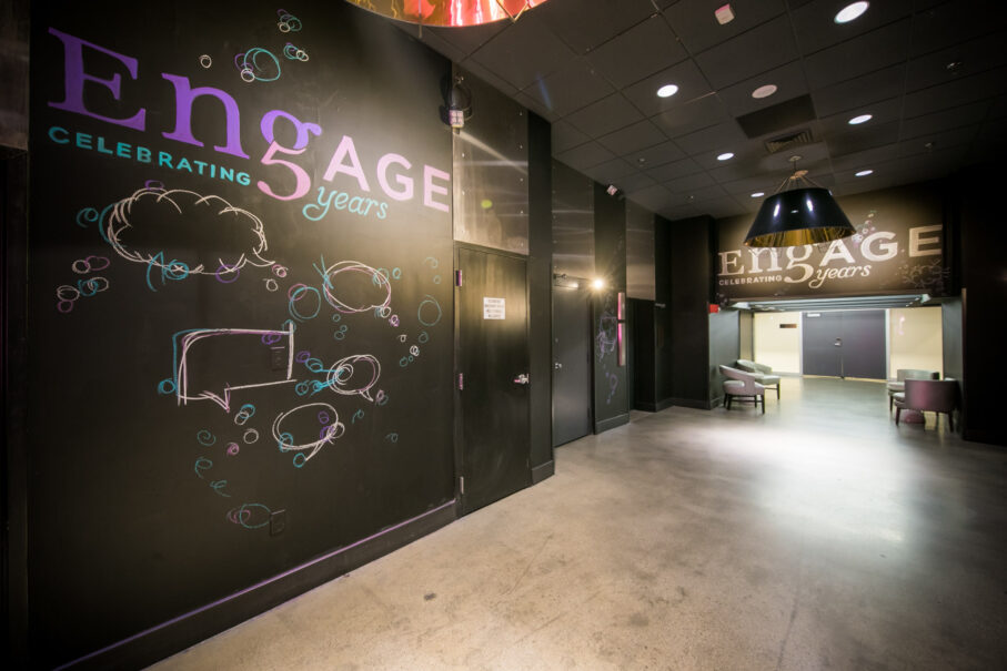walls in a building that say engage.