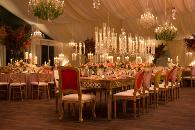 elaborate table decorated for a state dinner.