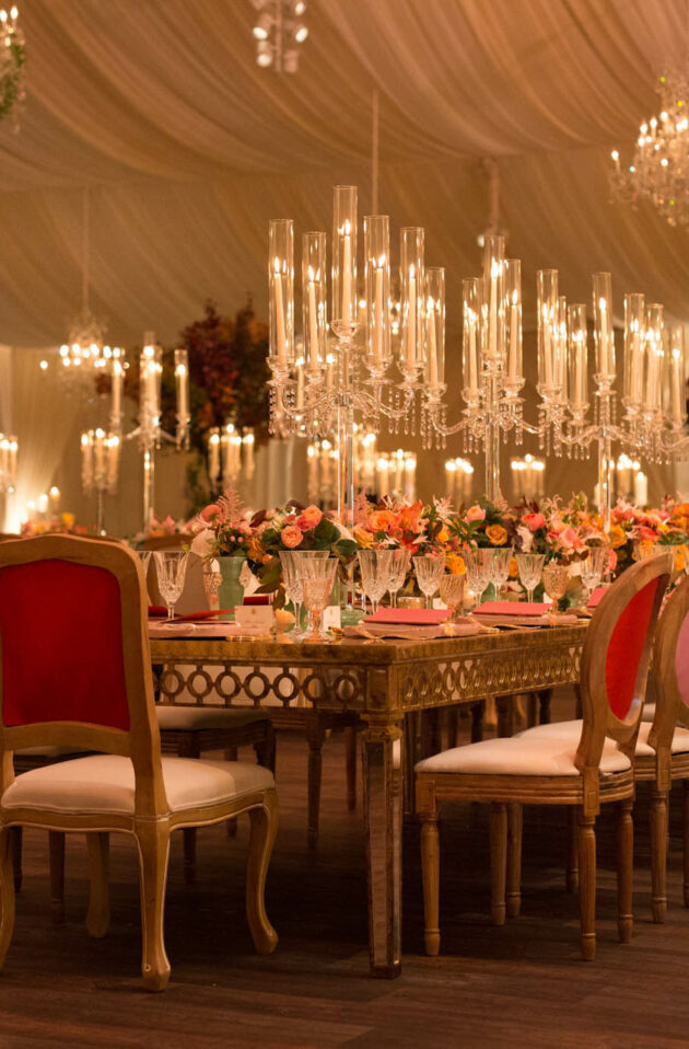 elaborate table decorated for a state dinner.
