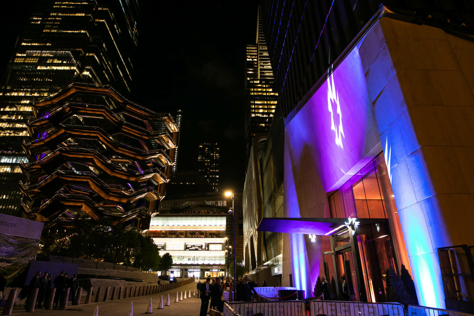 entrance to a high end party at night in new york.