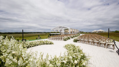Beach wedding ceremony. Designed by Rafanelli Events.