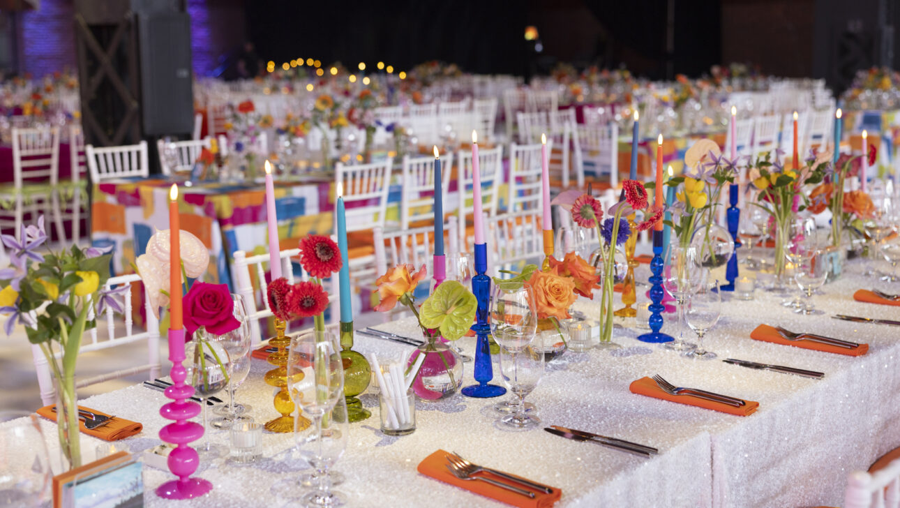 Camp Harbor View Beach Ball 2024 tablescape. Designed by Rafanelli Events.